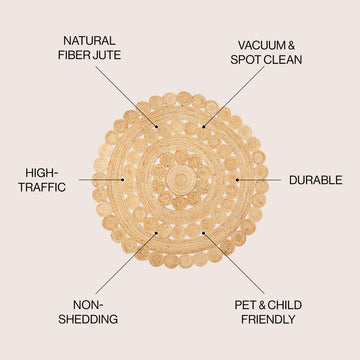 Daisy Hippy Jute Medallion Circle Area Rug